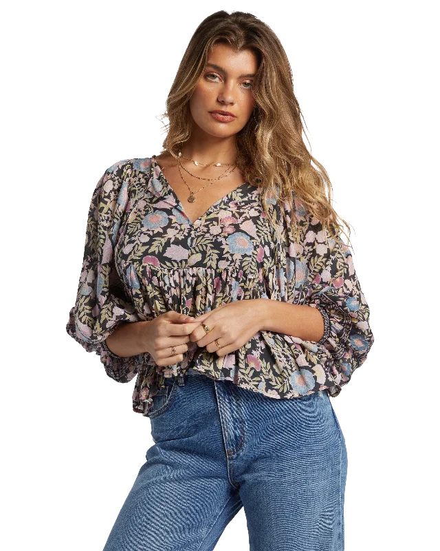 Adore You Blouse in Black Sands