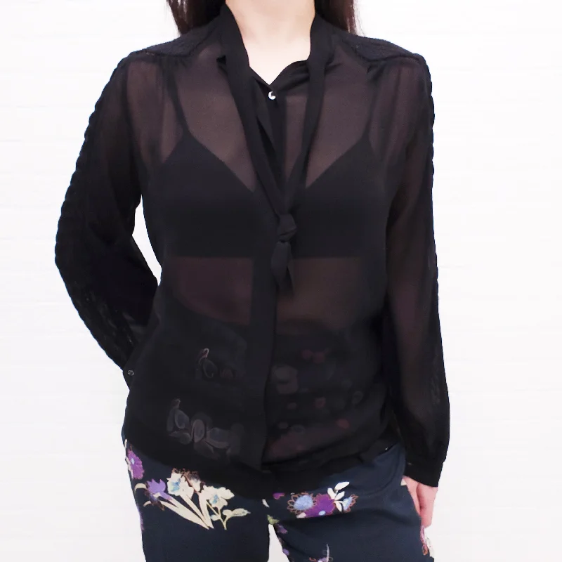 ISABEL MARANT BLACK SILK BLOUSE - SIZE  38