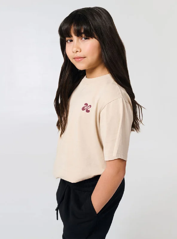 Kids Choreographer Logo Freestyle Baggy Tee Beige