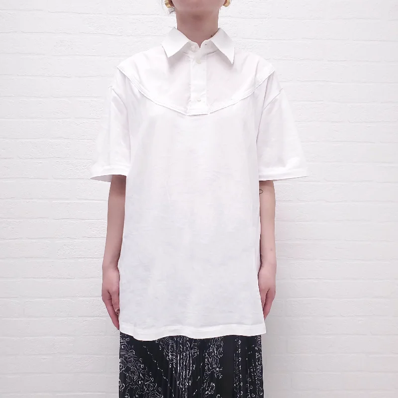 MM6 MAISON MARGIELA WHITE 'YOKE' POLO T-SHIRT - SIZE S