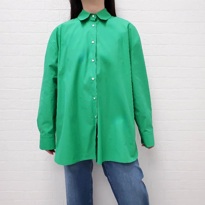 LOULOU STUDIO OVERSIZED GREEN BUTTON UP SHIRT - SIZE XS