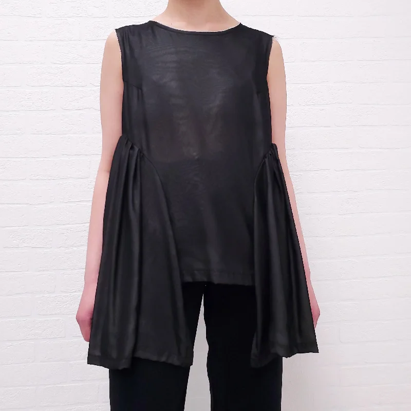 COMME DES GARÇONS BLACK DRAPED SLEEVELESS BLOUSE - SIZE M