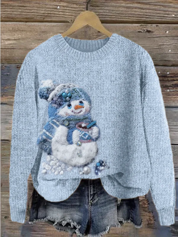 Casual Long Sleeve Crew Neck Animal Regular Sweater Artistic Women's Hand - painted