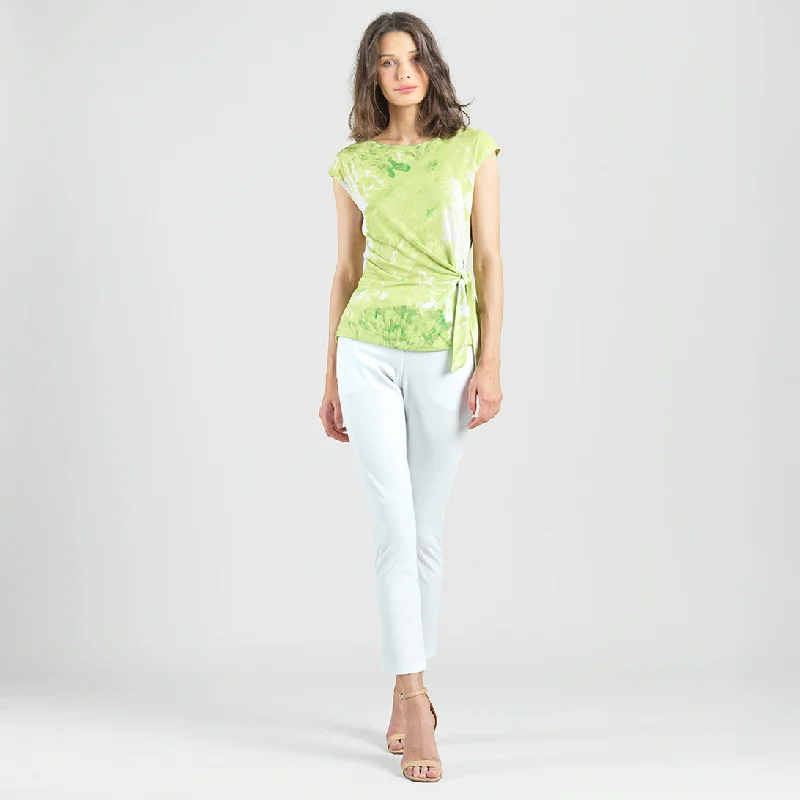 Slant Sleeve Side Tie Top - Floral Citrus