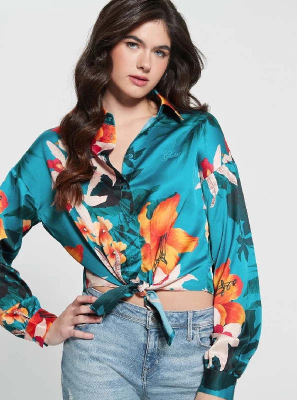 Eco Green Floral Bowed Jun Shirt