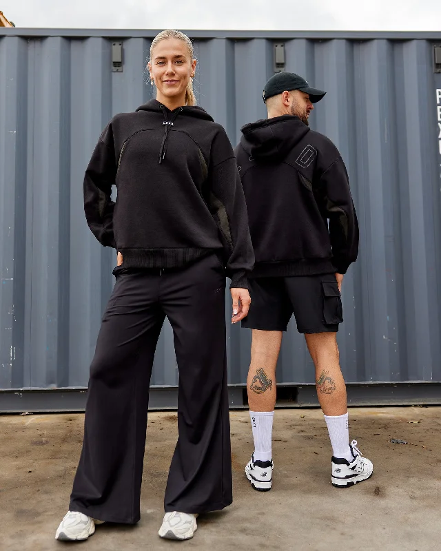 Unisex Y2K Concept Panel Hoodie - Black-Black-Pirate Black