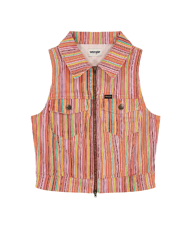 Zip Front Vest Top in Candy Stripe