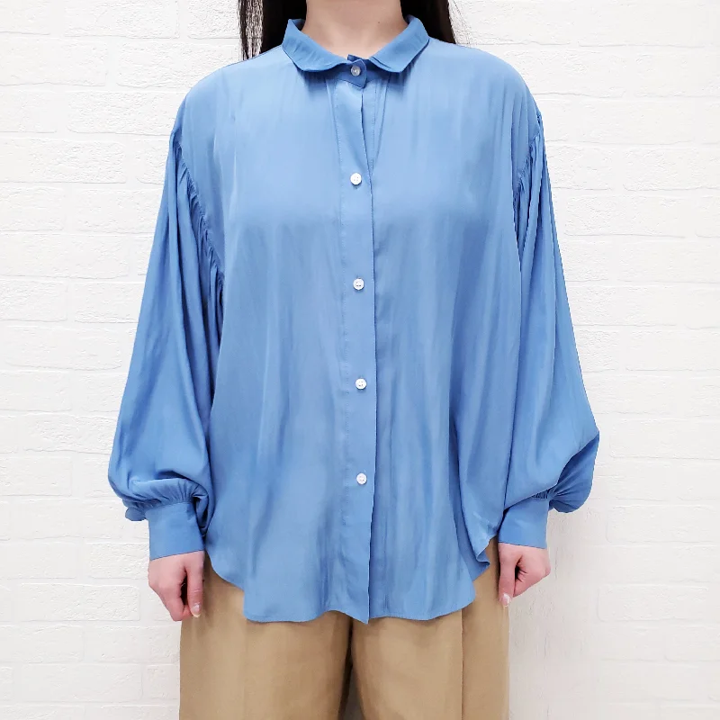 SMYTHE BLUE BUTTON UP BLOUSE - SIZE XS