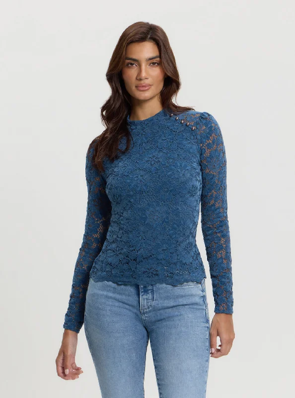 Blue Josephine Lace Top