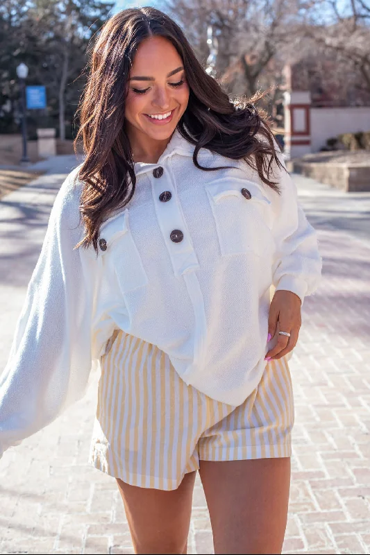 Cleo Button Knit Top Classic Women's Pin - striped