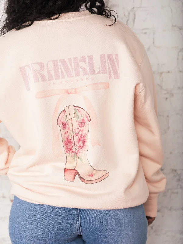Franklin Boot & Bow Sweatshirt Trendy Women's Oversized