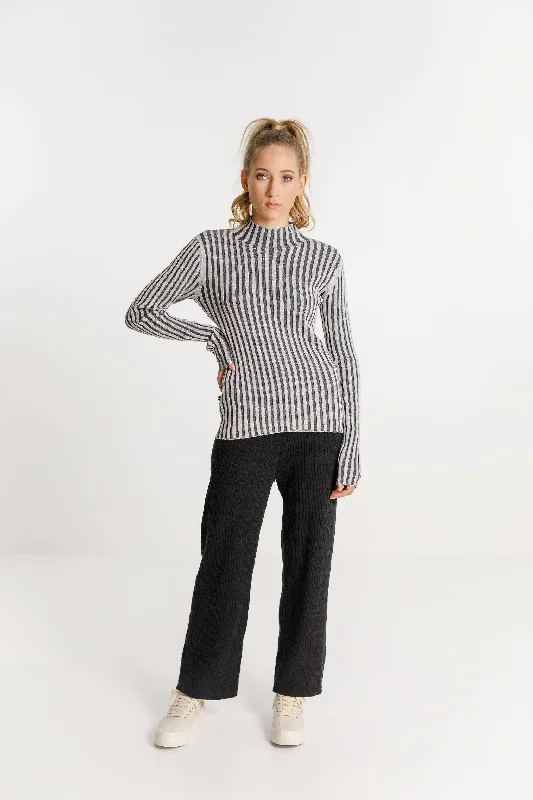 Turtle Neck - Black/Grey Stripe